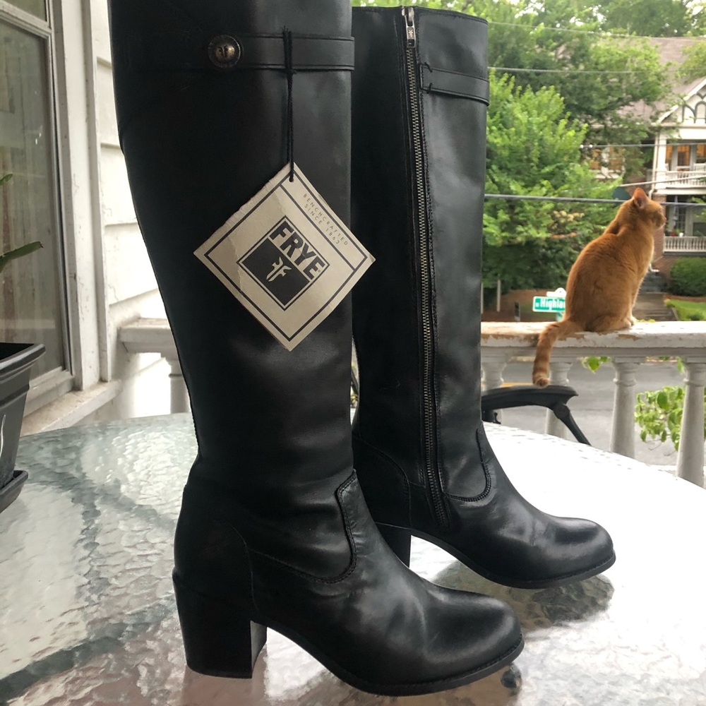 Frye Malorie Knee High Black Leather NWT